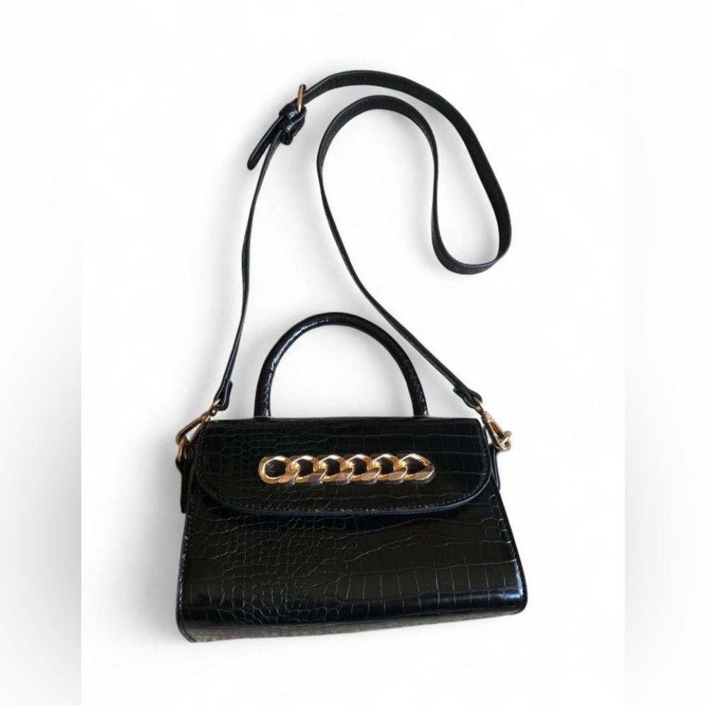 Like Dreams Black Satchel Purse with Handle and Shoulder Strap